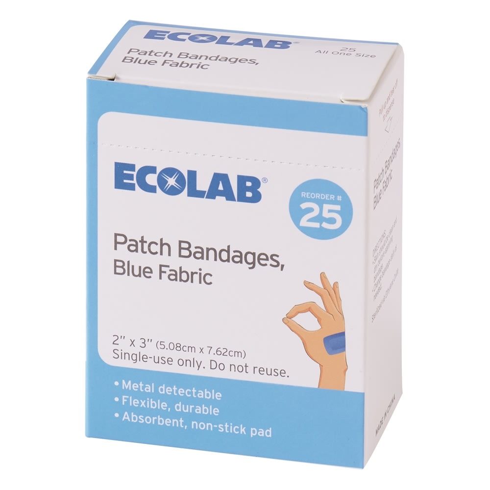 GuestSupply US | Ecolab® Patch Bandages, Blue Fabric, 2 in. x 3 in
